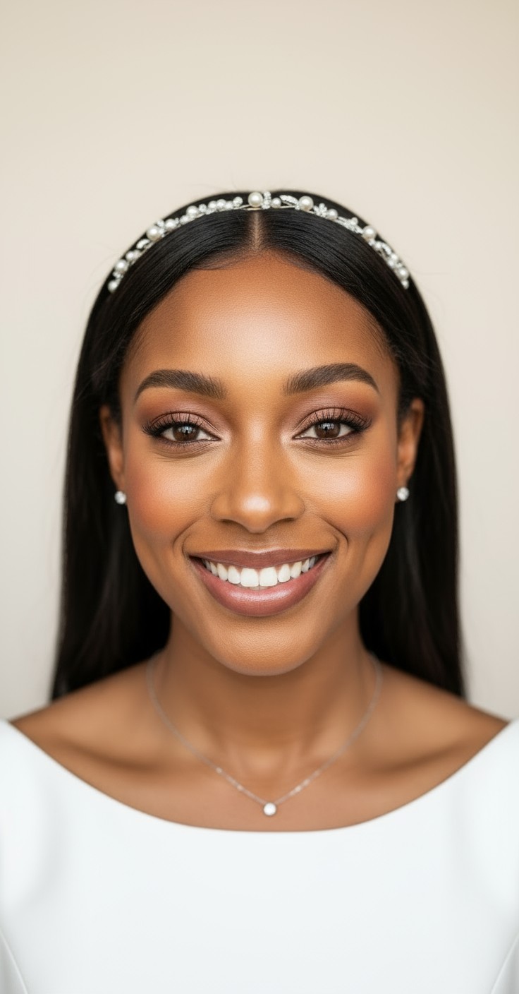 After Bridal Headband Hair Down